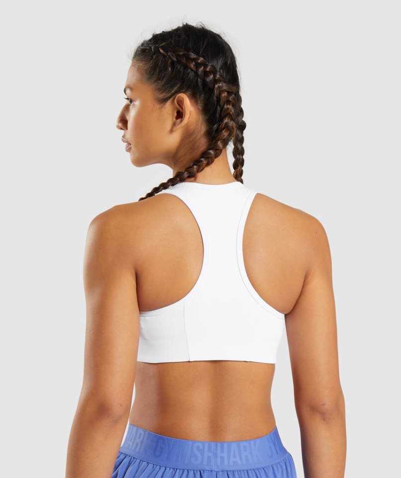 Staniki Sportowe Gymshark Essential Racer Back Damskie Białe | PL 497UTW